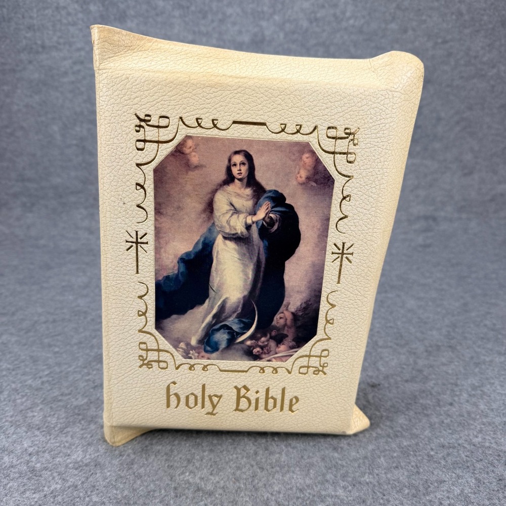 1955 Holy Bible Holy Angels Edition Catholic Press Douay Illustrated Ivory